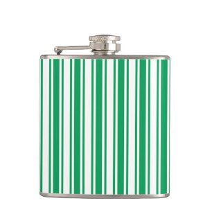Kelly green and white candy stripes hip flask