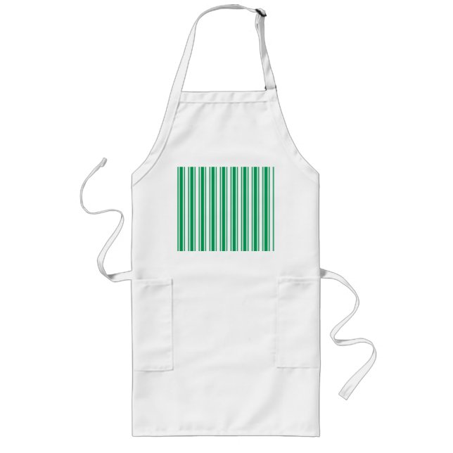 Kelly green and white candy stripes long apron (Front)