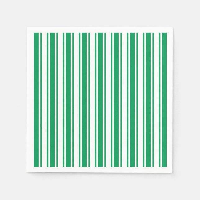 Kelly green and white candy stripes napkin (Front)