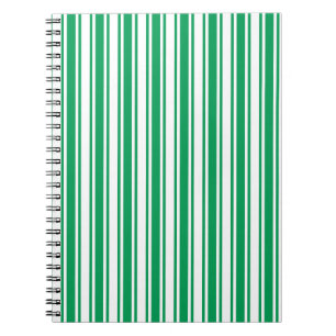 Kelly green and white candy stripes notebook