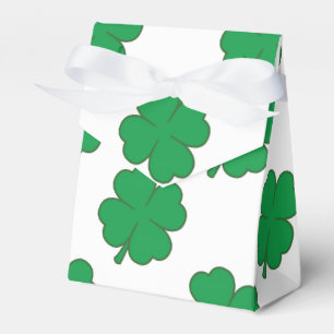 Kelly Green and White Shamrock, 4-Leaf Clover Favour Box
