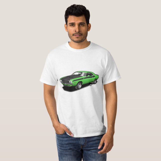 Kelly Green Challenger classic car t-shirt (Front Full)