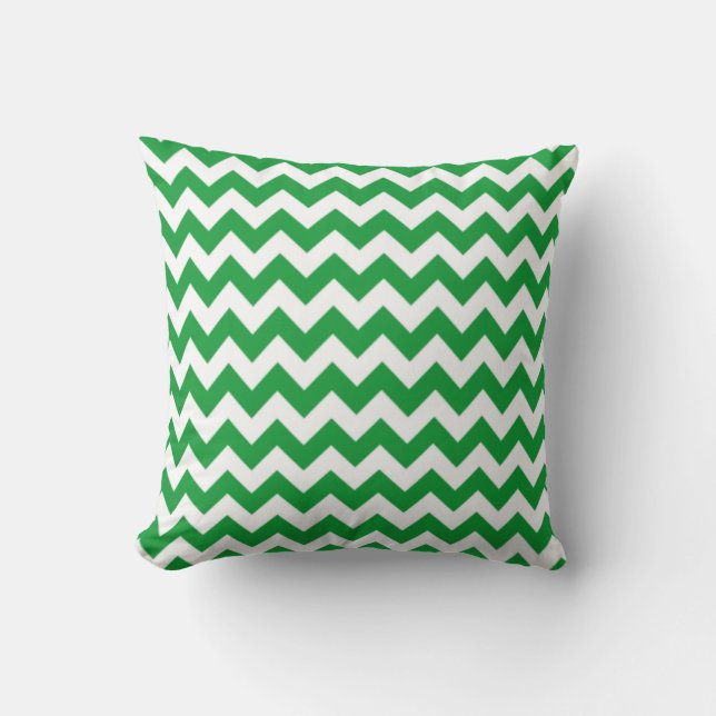 Kelly Green Chevron Stripes Cushion (Front)