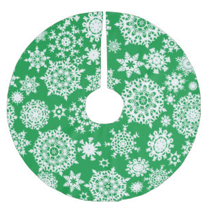 Kelly Green Christmas Snowflake Pattern Tree Skirt