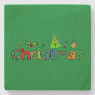 Kelly Green Christmas Stone Coaster