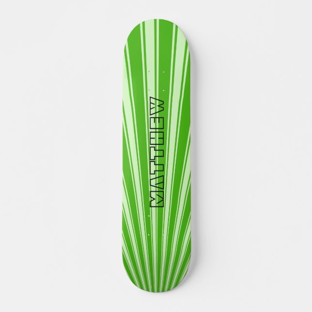 Kelly green Colour Stripe Funky Pattern Skateboard (Front)