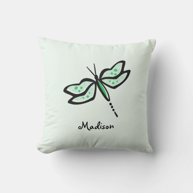 Kelly Green Dragonfly Cushion (Front)