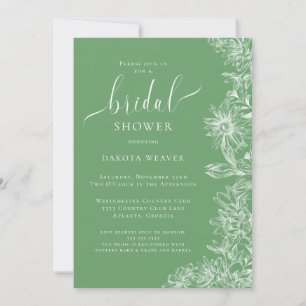 Kelly Green Floral Bridal Shower Invitation