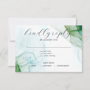 Kelly Green Fluid Ink RSVP Card