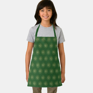 Kelly Green Golden Zinnia Flower Medallions Kids Apron
