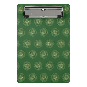 Kelly Green   Golden Zinnia Flower Medallions Mini Clipboard
