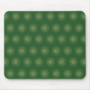 Kelly Green   Golden Zinnia Flower Medallions Mouse Pad