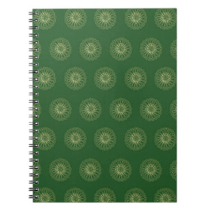 Kelly Green Golden Zinnia Flower Medallions Notebook