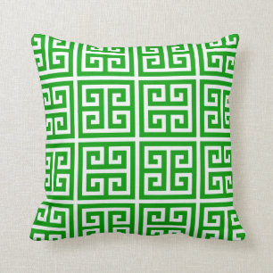 Kelly Green Greek Key Cushion