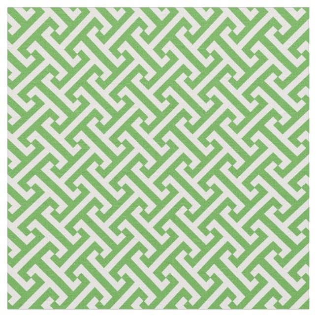 Kelly Green Greek Key Pattern Fabric (Close Up)