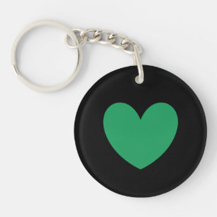 Kelly green heart on black key ring