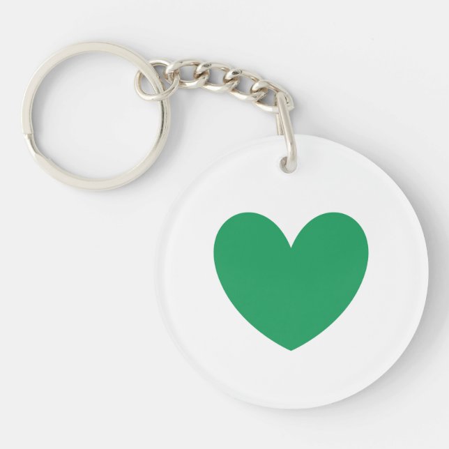 Kelly green heart on white key ring (Front)