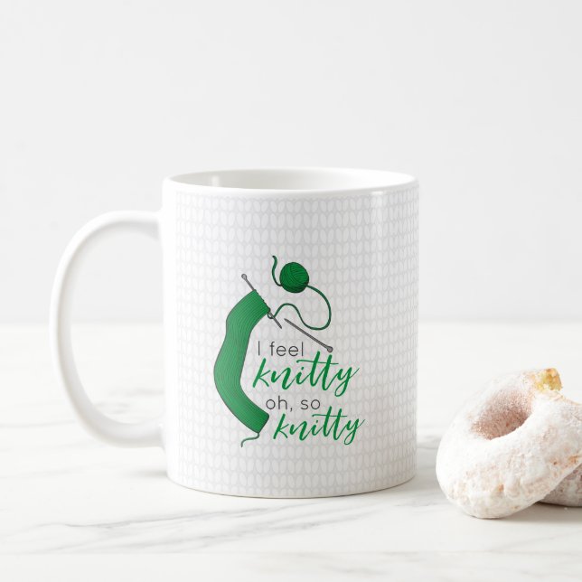 Kelly Green I Feel Knitty, Oh So Knitty Coffee Mug (With Donut)