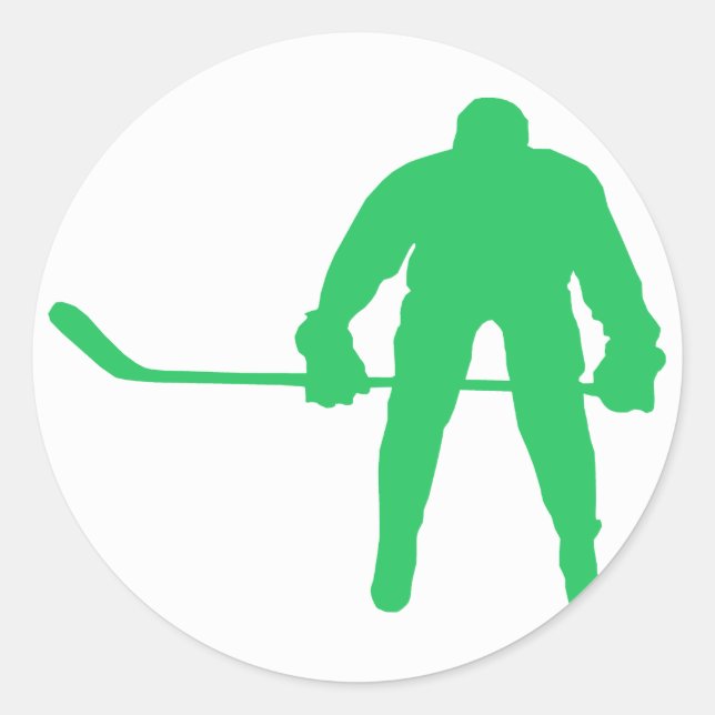 Kelly Green Ice Hockey Classic Round Sticker (Front)