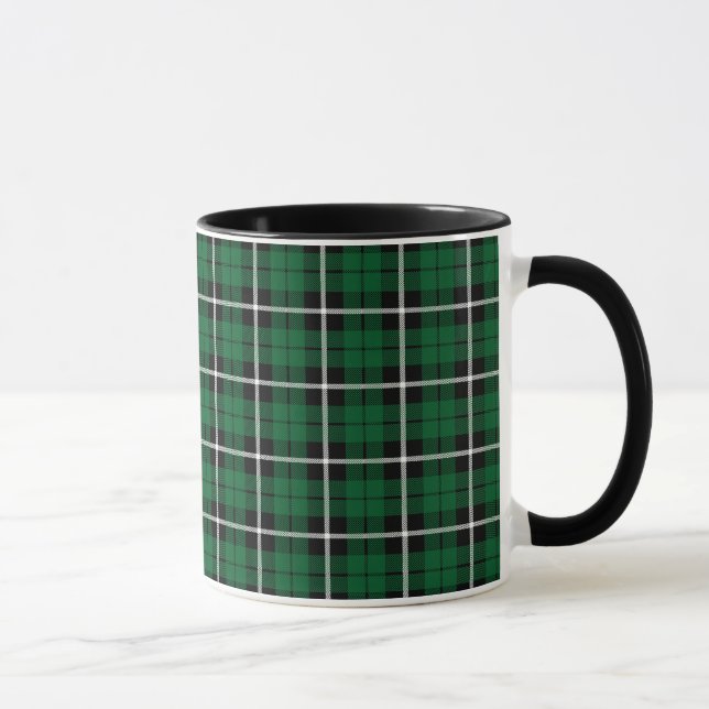 Kelly green Irish green white/black stripe plaid Mug (Right)