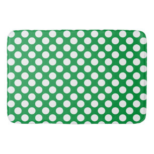 Kelly Green : Large white Polka Dot Pattern Bath Mat