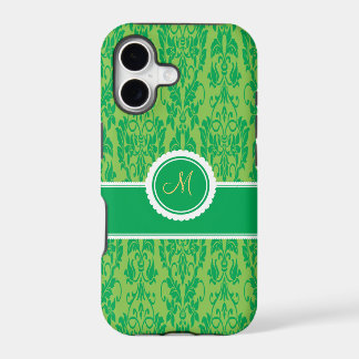 Kelly Green Monogrammed Damask iPhone 5 Case