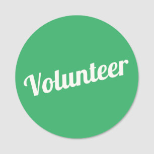 Kelly Green Pin-back Volunteer Buttons Name Tag