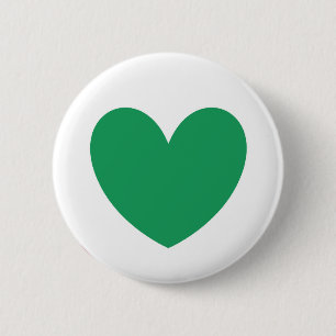 Kelly green polka hearts on white 6 cm round badge