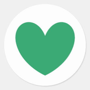 Kelly green polka hearts on white classic round sticker