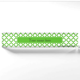 Kelly Green Quatrefoil Pattern Nameplate