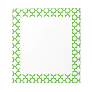 Kelly Green Quatrefoil Pattern Notepad