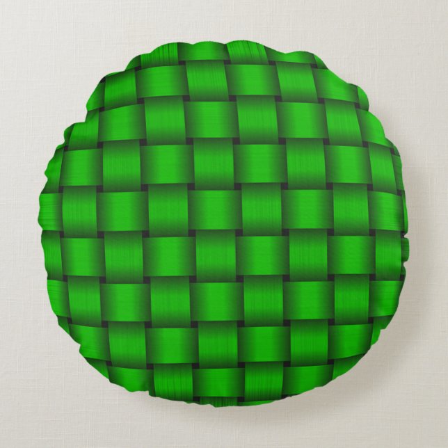 Kelly Green Ribbon Style Round Cushion (Front)