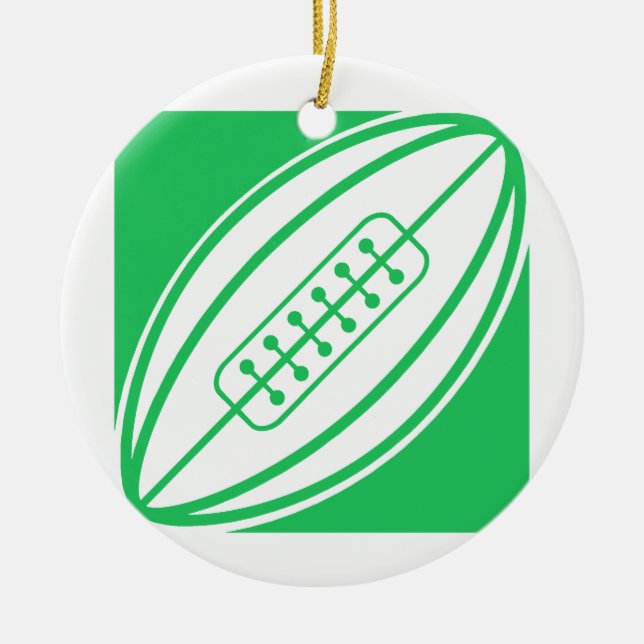 Kelly Green Rugby Ceramic Tree Decoration (Front)