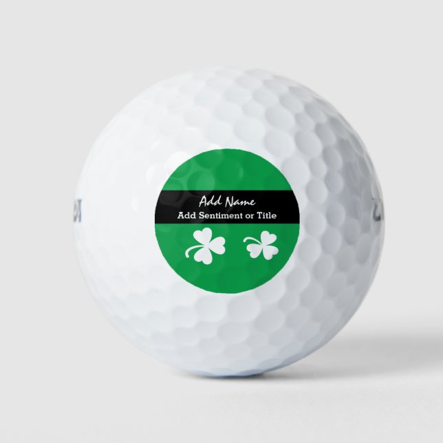 Kelly Green Shamrock Design White Shamrock A01 Golf Balls (Front)