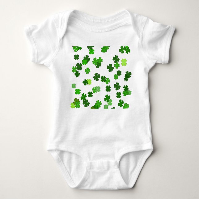 Kelly green “Shamrocks Falling”   Baby Bodysuit (Front)