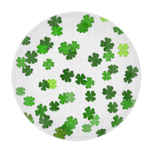 Kelly green “Shamrocks Falling” Cutting Board