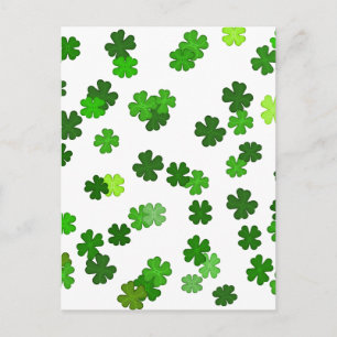 Kelly green “Shamrocks Falling”  Postcard
