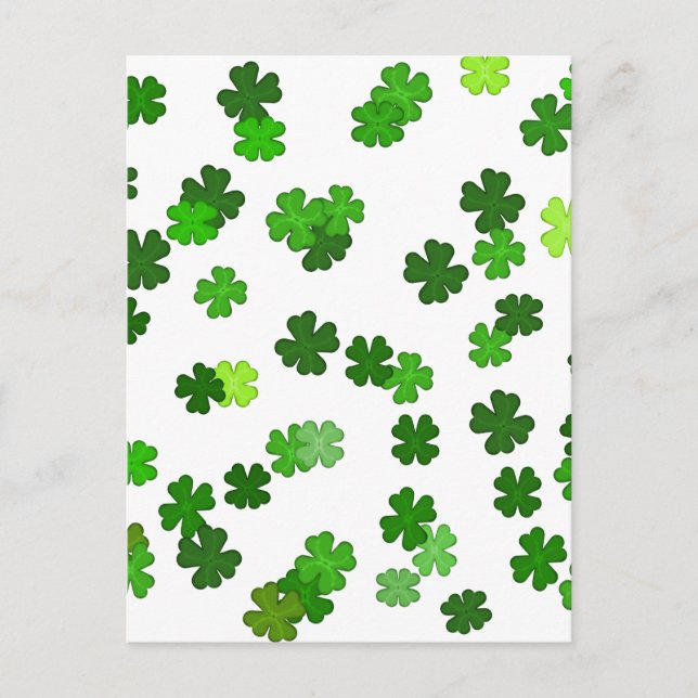Kelly green “Shamrocks Falling”  Postcard (Front)