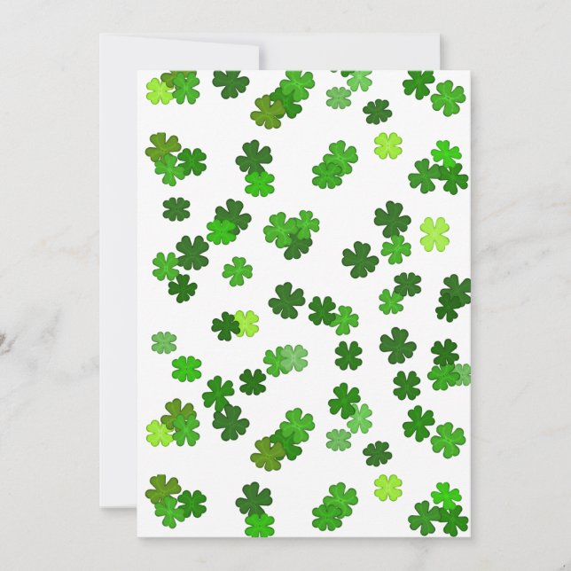 Kelly green “Shamrocks Falling” Thank You Card (Front)