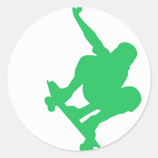 Kelly Green Skater Classic Round Sticker (Front)