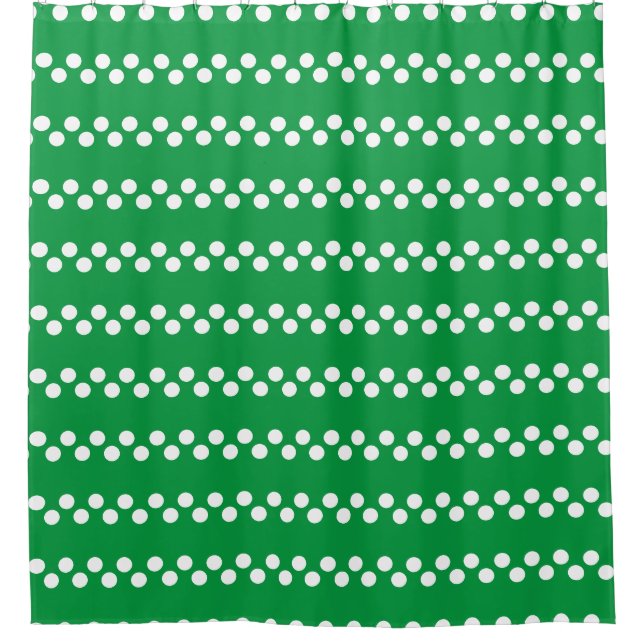 Kelly Green: Small white Polka Dot Pattern Shower Curtain (Front)