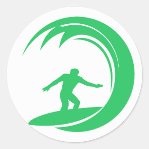 Kelly Green Surfer Classic Round Sticker