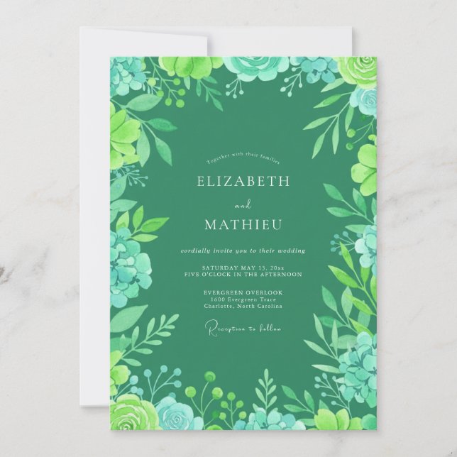 Kelly Green Vivid Summer Wedding Invitation (Front)