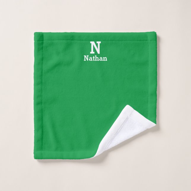 Kelly  green&white personalised  bath towel set (Wash Cloth)