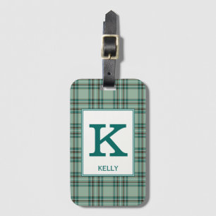 Kelly Tartan Mint Green Plaid Pattern Luggage Tag
