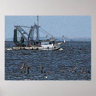 Kemah Fishing Boat poster