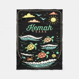 Kemah Tx Cute Beach Vacation Sea Turtle Lover Fleece Blanket