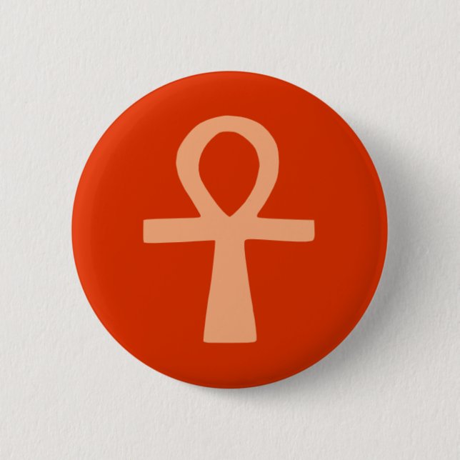 Kemetism symbol (orange) 6 cm round badge (Front)
