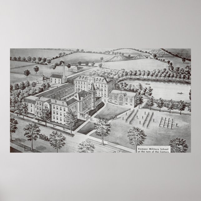 Kemper Military School & College Mess Black/White Poster (Front)