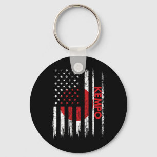 Kempo American Flag Karate Japanese Martial Arts Key Ring